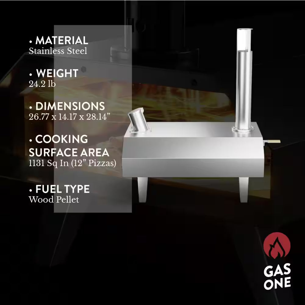 12 In. Wood Pellet Outdoor Pizza Oven in Stainless Steel