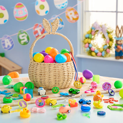48 Packs Prefilled Easter Egg,Easter Egg with Toys Inside,Easter Basket Stuffers for Kids Easter Basket Classroom Exchange Toddler Boys Girls