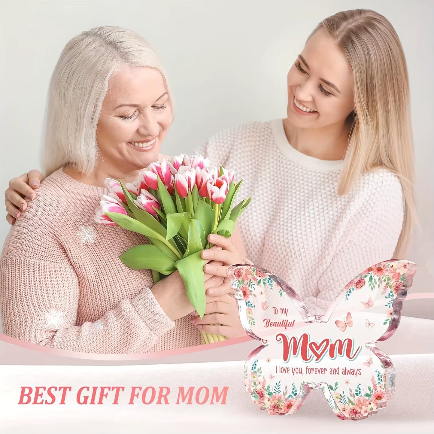Gifts for Mom, Unique Mom Birthday Gifts - Butterfly Acrylic Plaque Decor - Mothers Day Christmas Valentines Day Gift for Mom