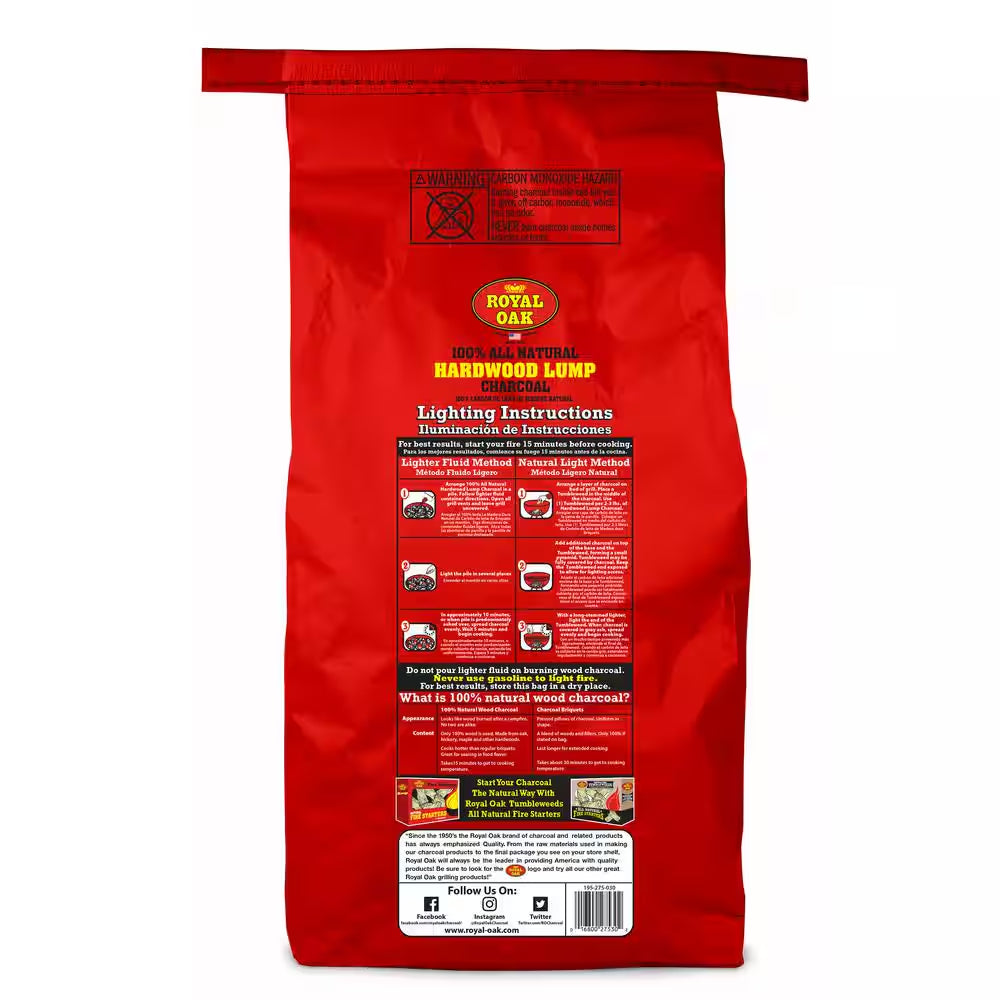 15.44 Lbs. 100% All Natural Hardwood Lump Charcoal (2 Pack)