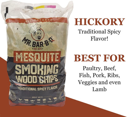 Mesquite Wood Smoker Chips, 100% All Natural Mesquite Wood Smoking Chips for Smokers, Works on Any Heat Source, Traditional Spicy Flavor for Backyard BBQ, Grilling & Camping (1.8 Lb Bag)