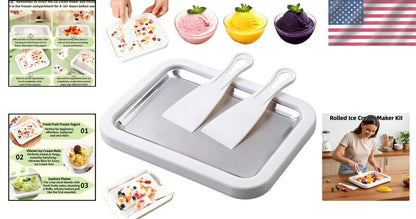 Instant Freeze Rolled Ice Cream Maker - Complete DIY Kit with Scrapers & Tray