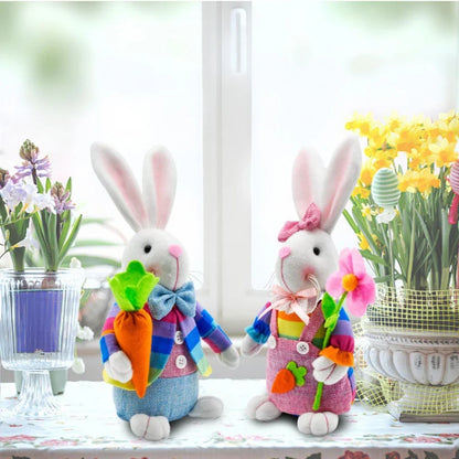 Easter Gnomes, Indoor Easter Decoration for the Home, Easter Decor Flocked Bunny Gnome Plush (2Pcs)