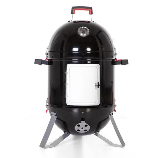 18-Inch Vertical Charcoal Smoker Grill with Porcelain-Enameled Smoking Chamber, Black
