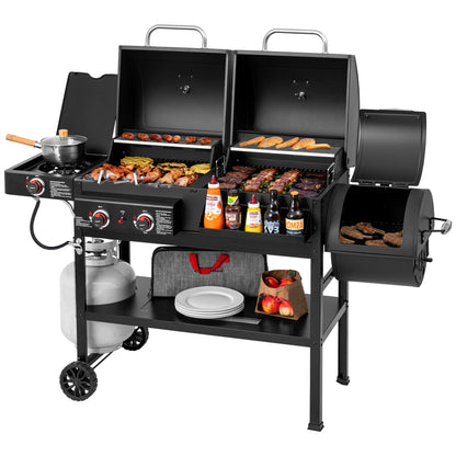 Royal Gourmet 2-Burner Gas and Charcoal Combo Grill with Offset Smoker, 34,000 BTU Dual Fuel Grill