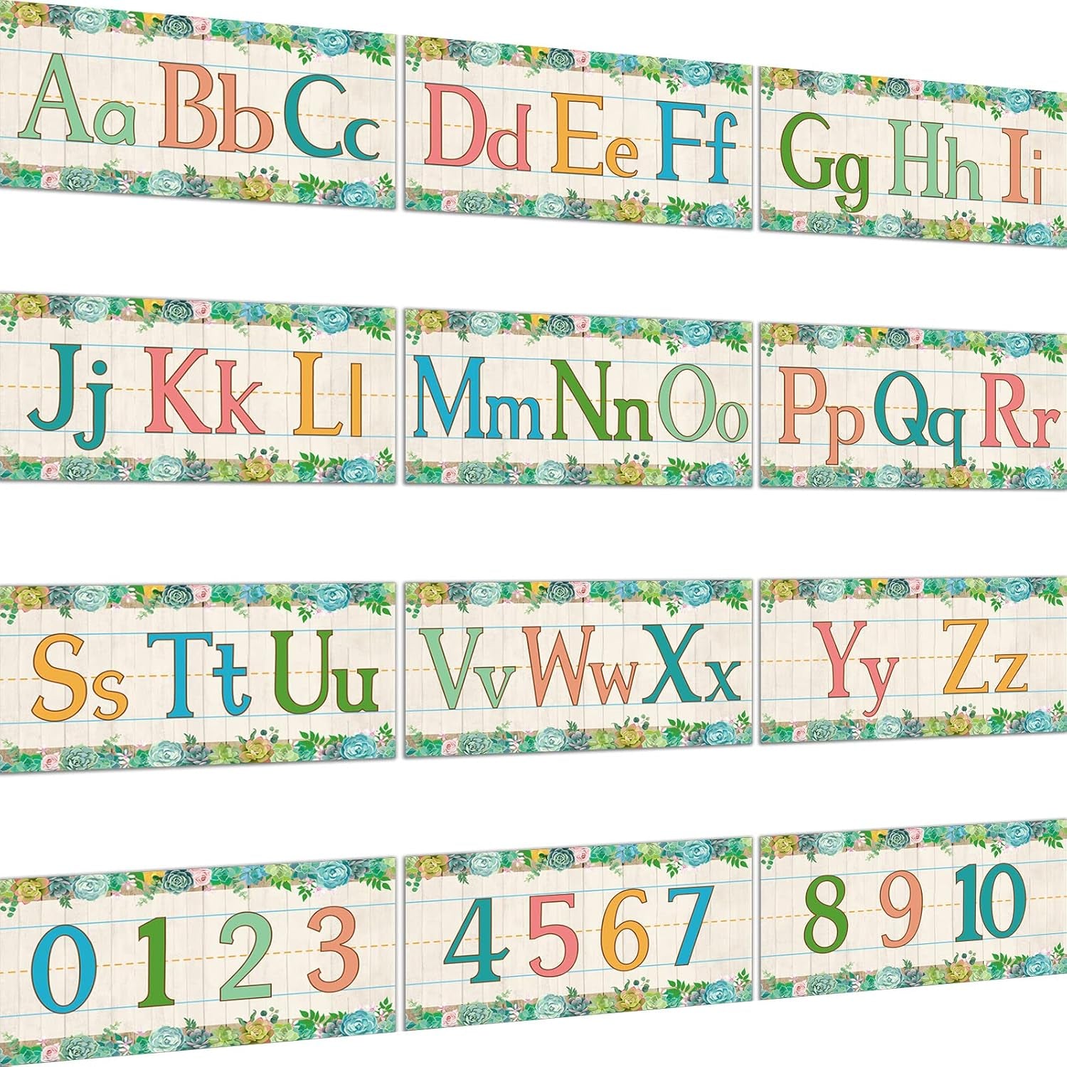 12 Pieces Alphabet Bulletin Board Strips Set Alphabet Line ABC Alphabet Banner &