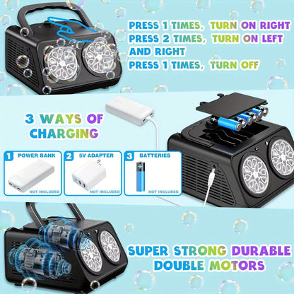 Automatic Bubble Machine Upgrade Bubble Blower with 2 Fans 20000+ Bubbles per Minute Bubbles for Kids Portable Bubble Maker Ope