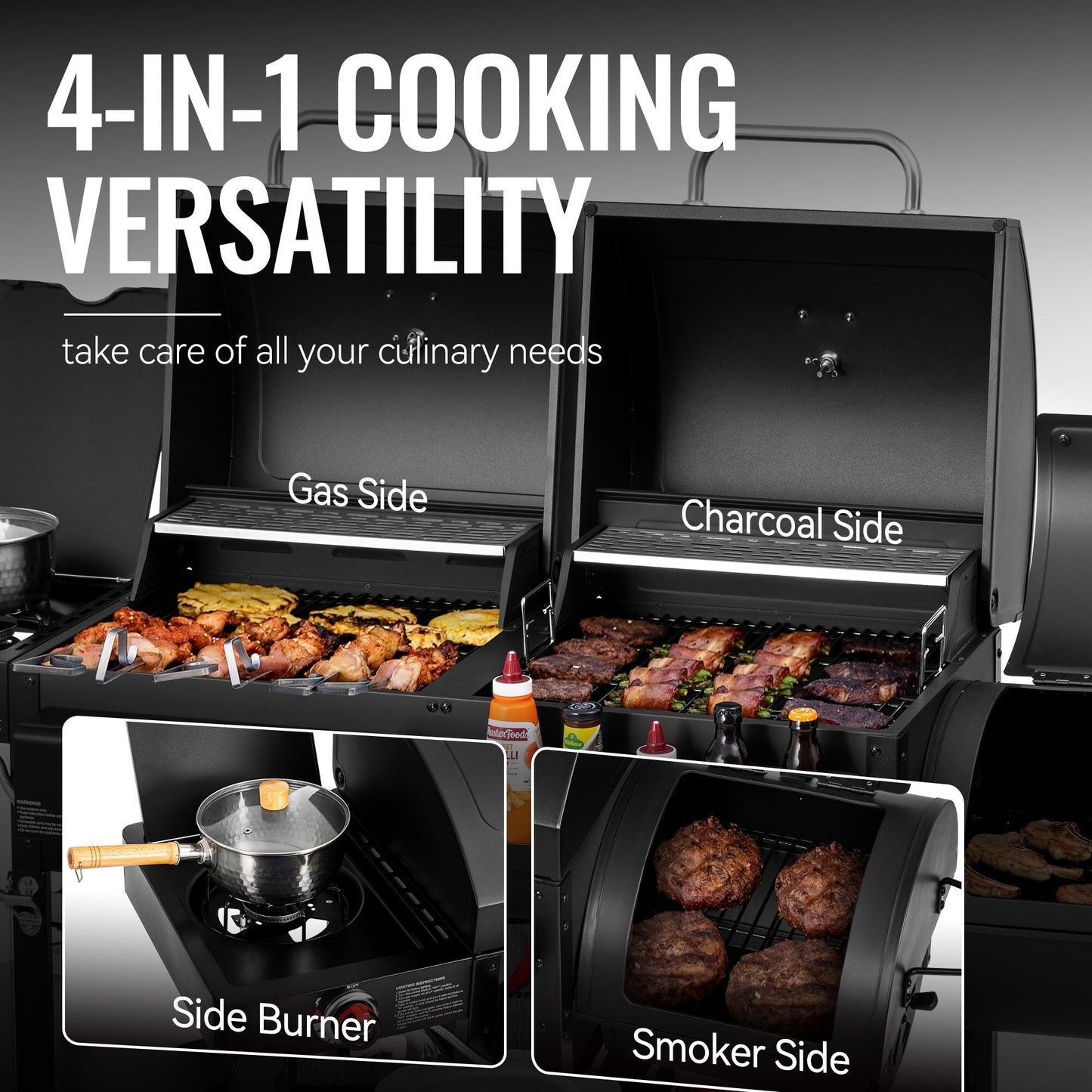 Royal Gourmet 2-Burner Gas and Charcoal Combo Grill with Offset Smoker, 34,000 BTU Dual Fuel Grill