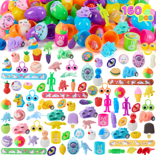 160 Packs Prefilled Easter Eggs with Assorted Toys,Easter Egg Bulk for Kids,Easter Eggs Hunt Events,Basket Stuffers Fillers,Classroom Prize Supplies