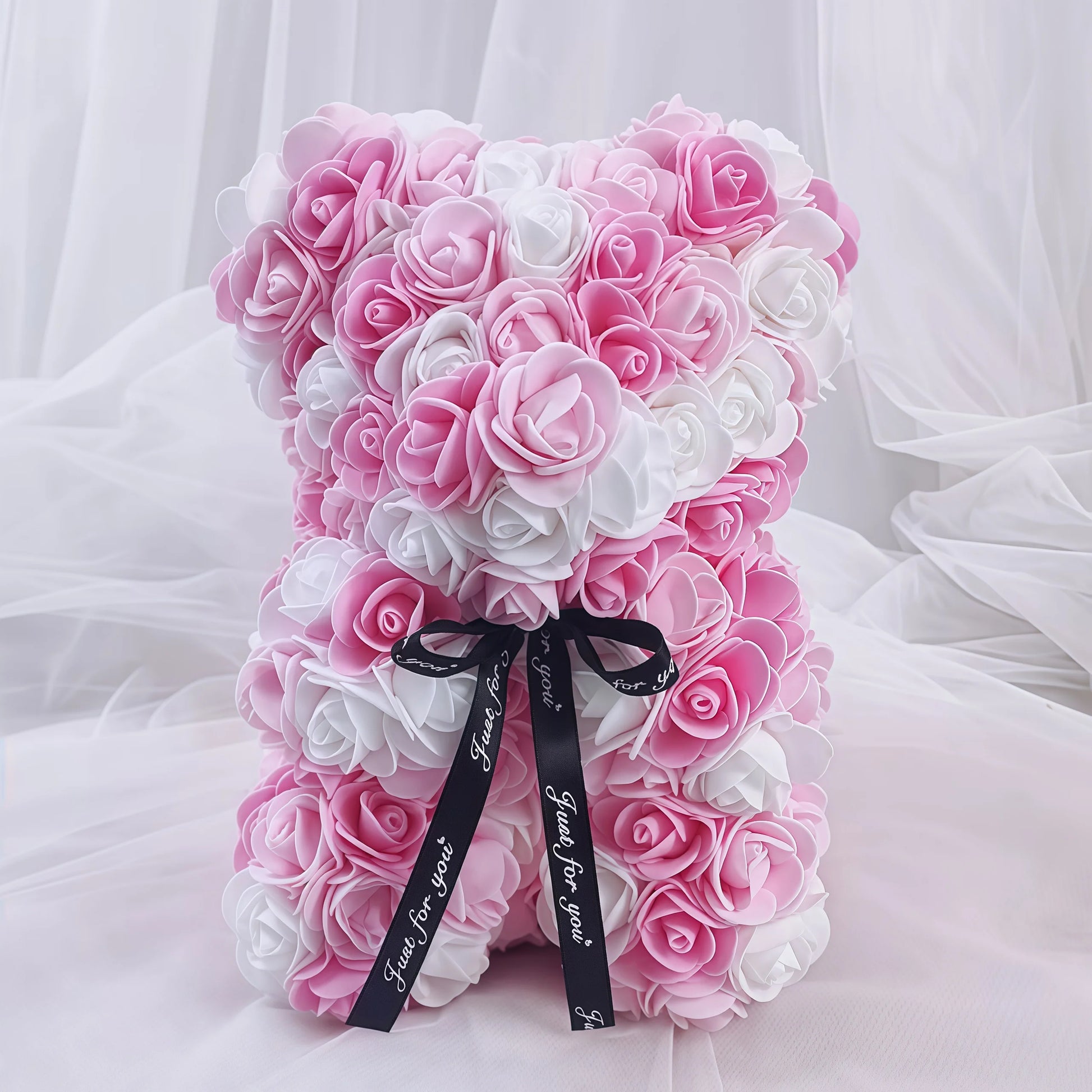 1Pc Artificial Rose Bear, Artificial Rose Flower Bear Gift for Birthday,Valentines Day, Wedding Mothers Day and Anniversary