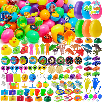 48 Packs Prefilled Easter Egg,Easter Egg with Toys Inside,Easter Basket Stuffers for Kids Easter Basket Classroom Exchange Toddler Boys Girls