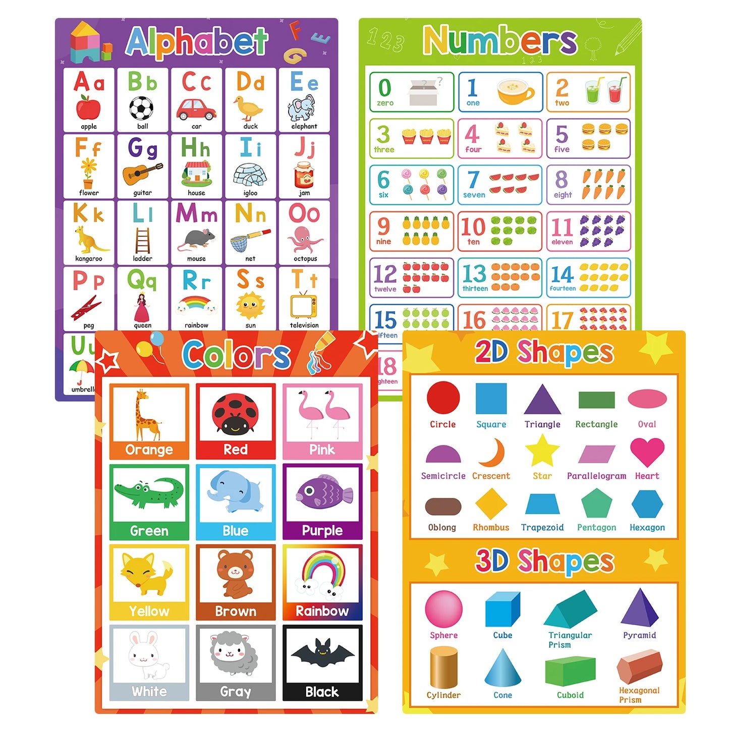 Educational Posters for Preschool Kids English Words Learning Charts Teaching Aids Classroom Decoration Big Card Montessori