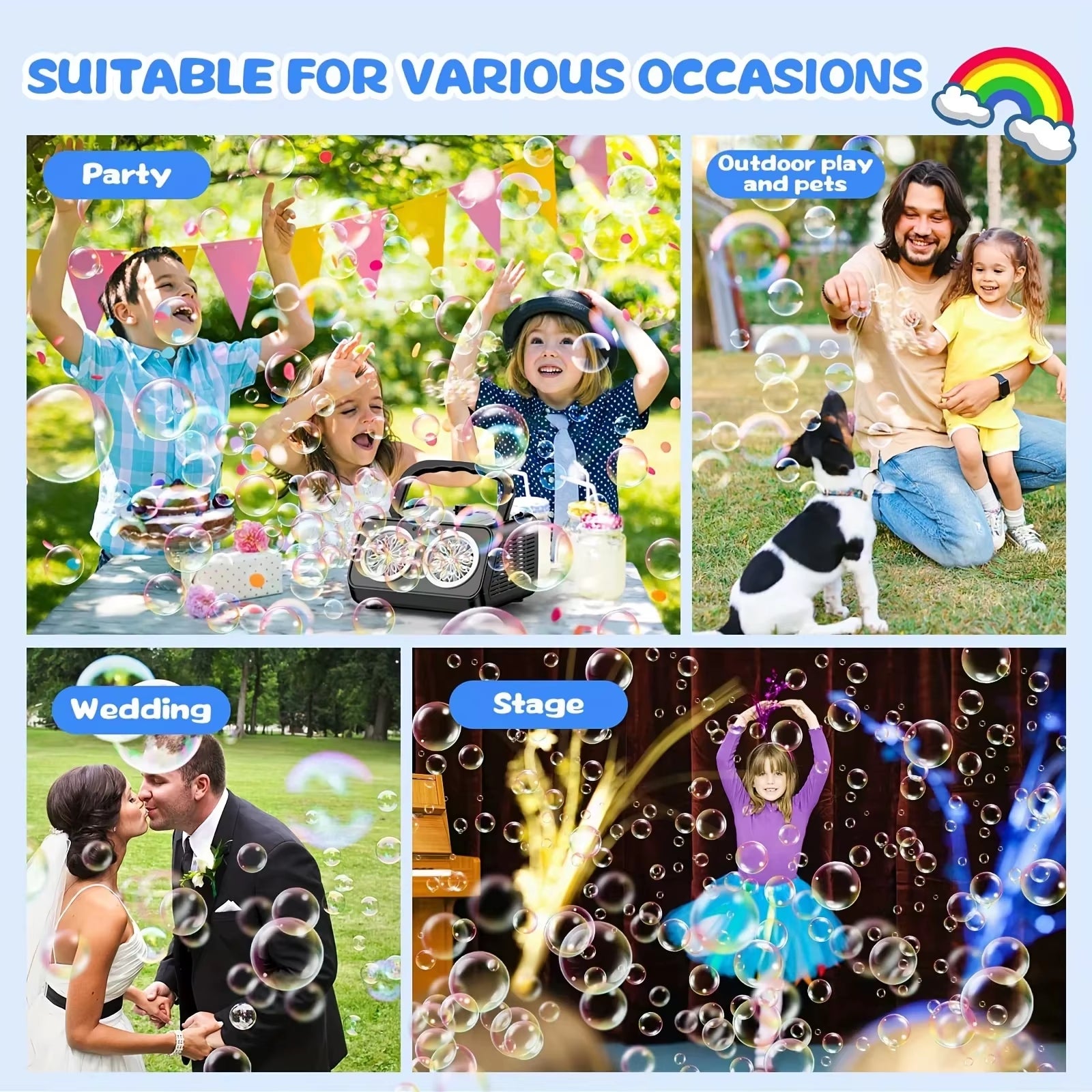 Automatic Bubble Machine Upgrade Bubble Blower with 2 Fans 20000+ Bubbles per Minute Bubbles for Kids Portable Bubble Maker Ope