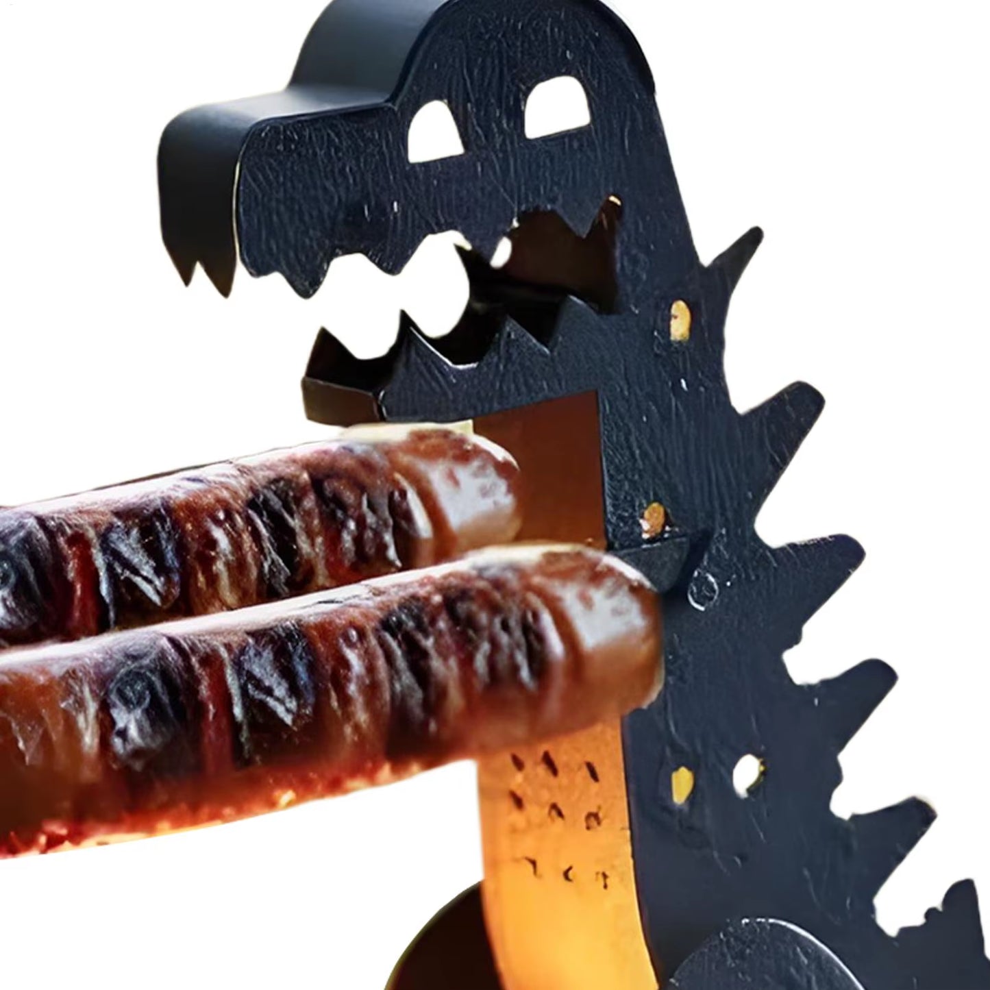 Funny BBQ Sausage Holder Hot Dog Grill Holder Portable Camping Grilling Cookware Dinosaur Sausage Stand for Outdoor Picnics