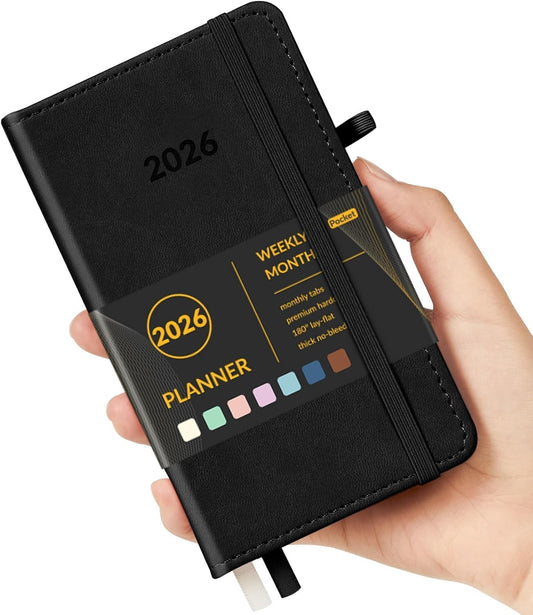 Pocket Planner 2026 Weekly Monthly Planners with Month Tabs for Purse 3.5" X 6"