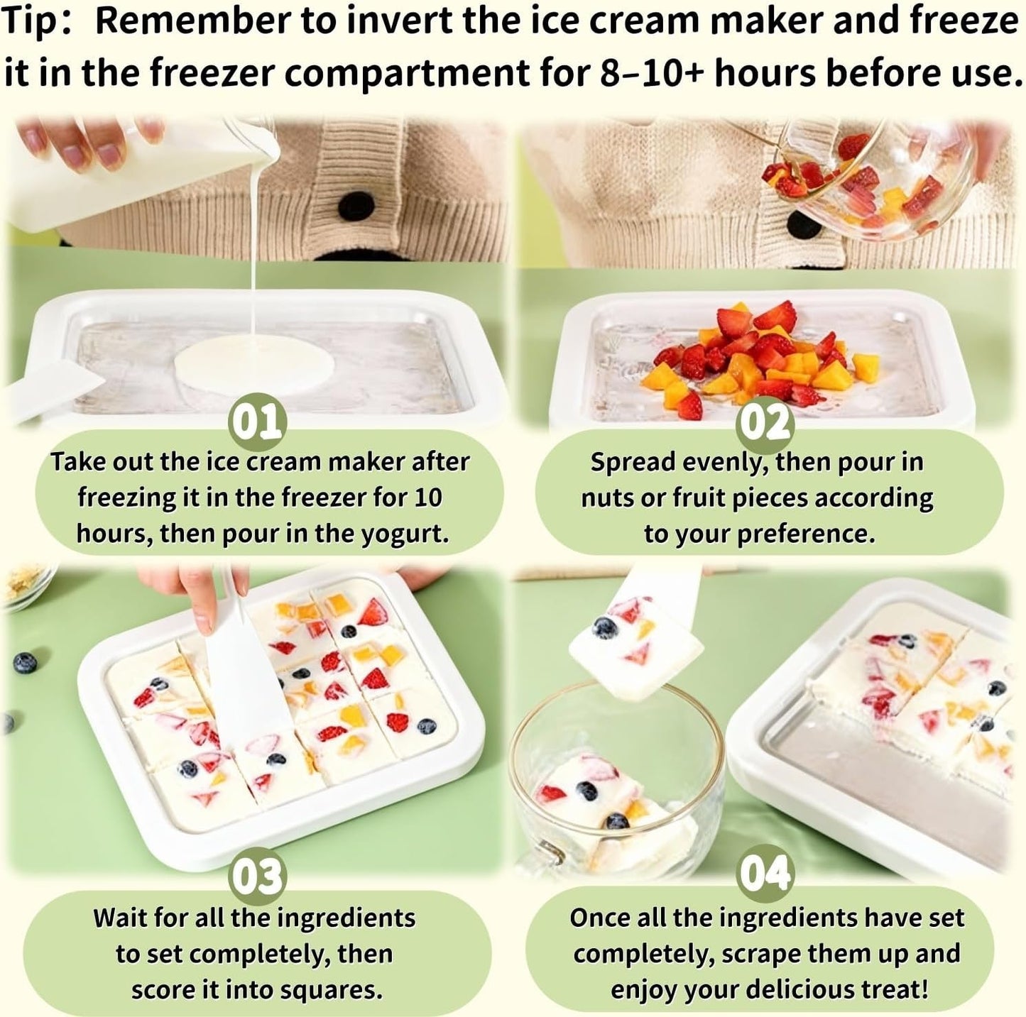 Instant Freeze Rolled Ice Cream Maker - Complete DIY Kit with Scrapers & Tray