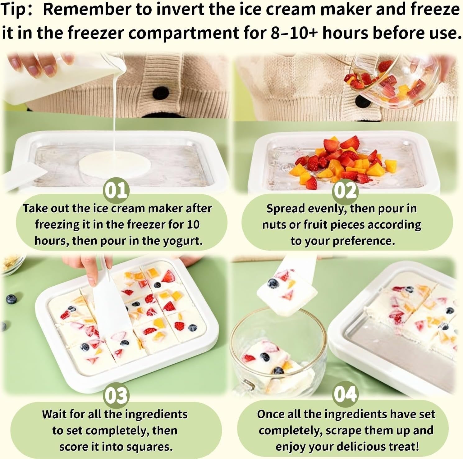 Instant Freeze Rolled Ice Cream Maker - Complete DIY Kit with Scrapers & Tray