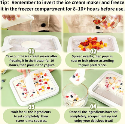 Instant Freeze Rolled Ice Cream Maker - Complete DIY Kit with Scrapers & Tray
