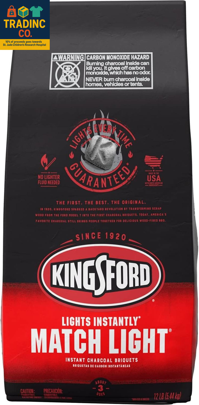 Match Light Instant Charcoal Briquettes, BBQ Charcoal for Grilling, Ready in 10