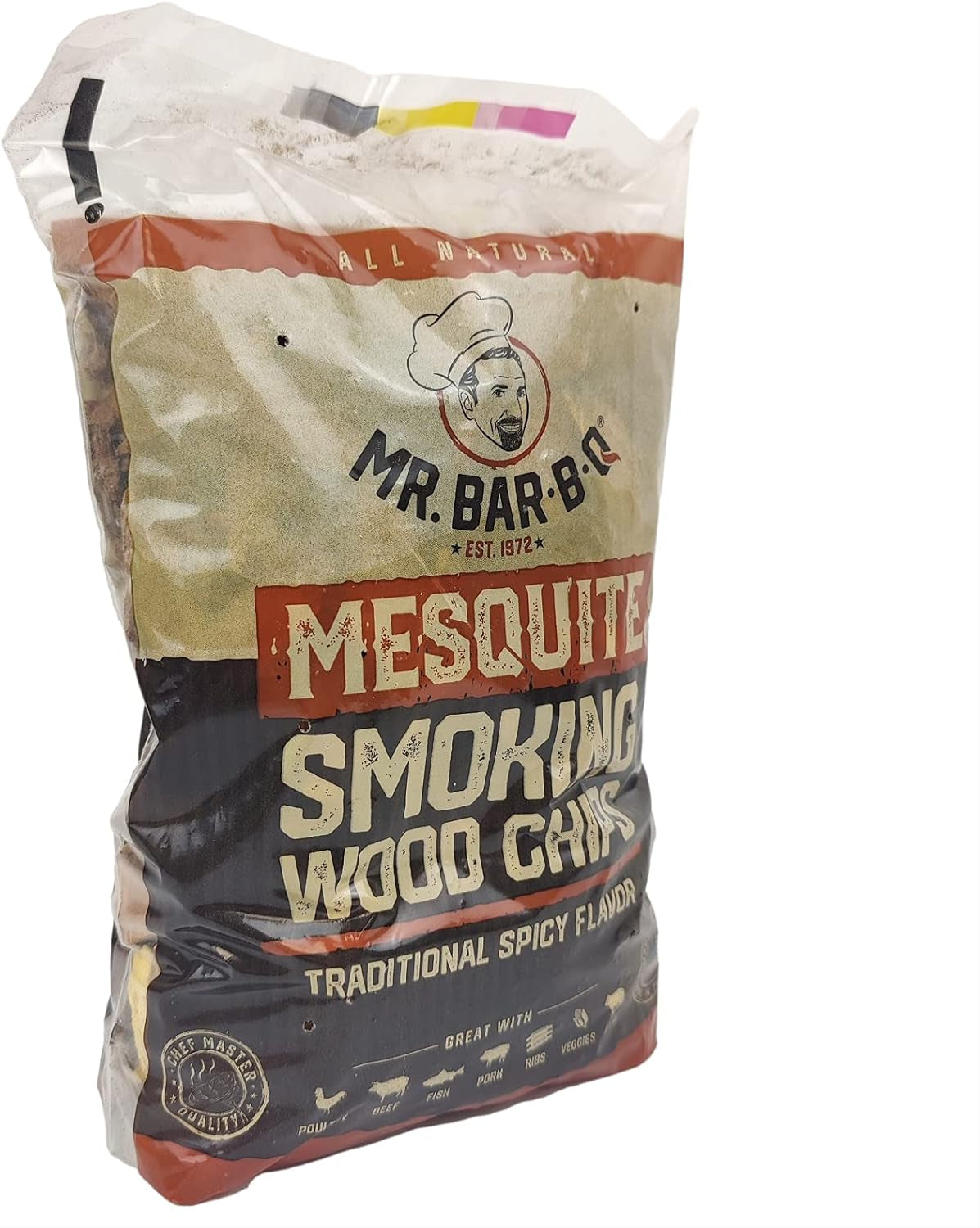 Mesquite Wood Smoker Chips, 100% All Natural Mesquite Wood Smoking Chips for Smokers, Works on Any Heat Source, Traditional Spicy Flavor for Backyard BBQ, Grilling & Camping (1.8 Lb Bag)