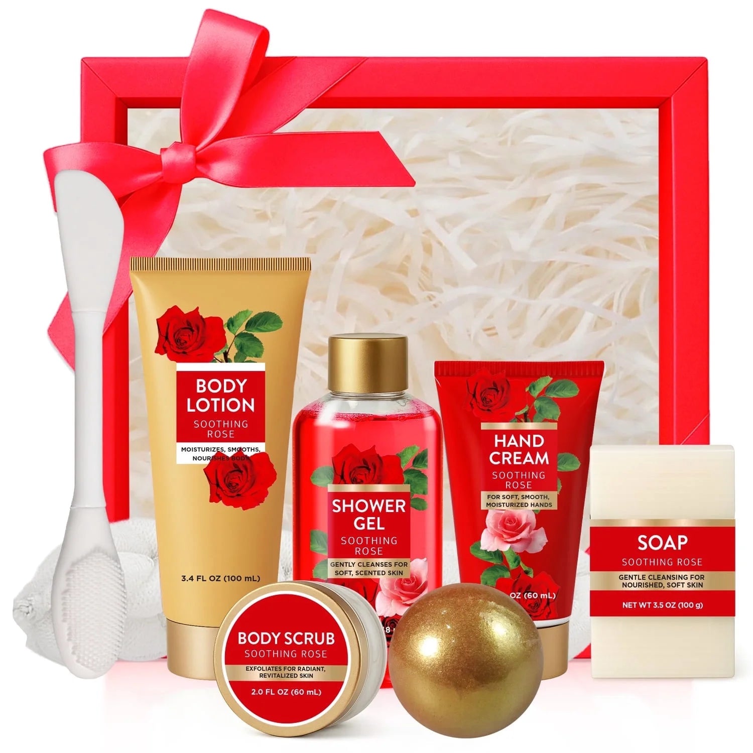 Mothers Day Body and Body Set - Luxury Rose Gift Baskets for Women, 8 Pcs