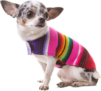 Dog Clothes - Handmade Dog Poncho from Authentic Mexican Blanket by  (Pink, Large)