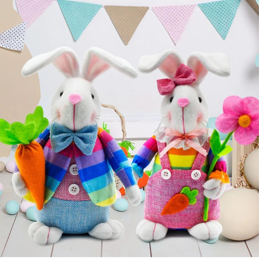 Easter Gnomes, Indoor Easter Decoration for the Home, Easter Decor Flocked Bunny Gnome Plush (2Pcs)