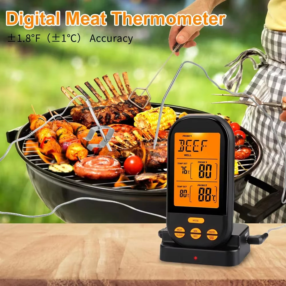 ANYOHOE Wireless Digital Meat Thermometers Remote Cooking Food Barbecue Grill Thermometer with Dual Probe for Oven Smoker BBQ