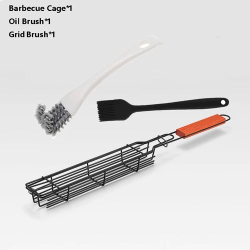 Portable Kabob Grilling Basket Set Nonstick Larger Capacity Barbecue Grate Stainless Steel Construction for Outdoor Grilling