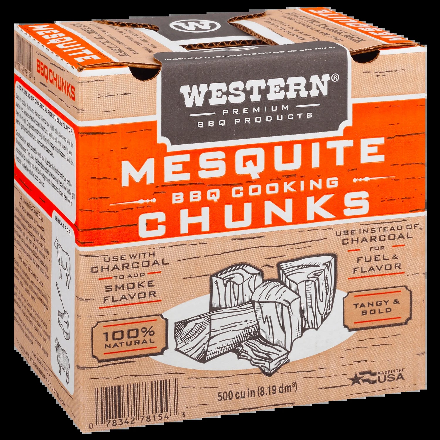 500 CU in Mesquite Smoking Wood Chunk Box CS