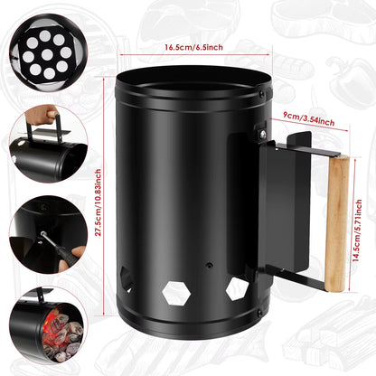 Charcoal Chimney Starter Fast Point Charcoal Ignition Barrels Carbon Barbecue Tools with Handle Charcoal Chimney for Outdoor