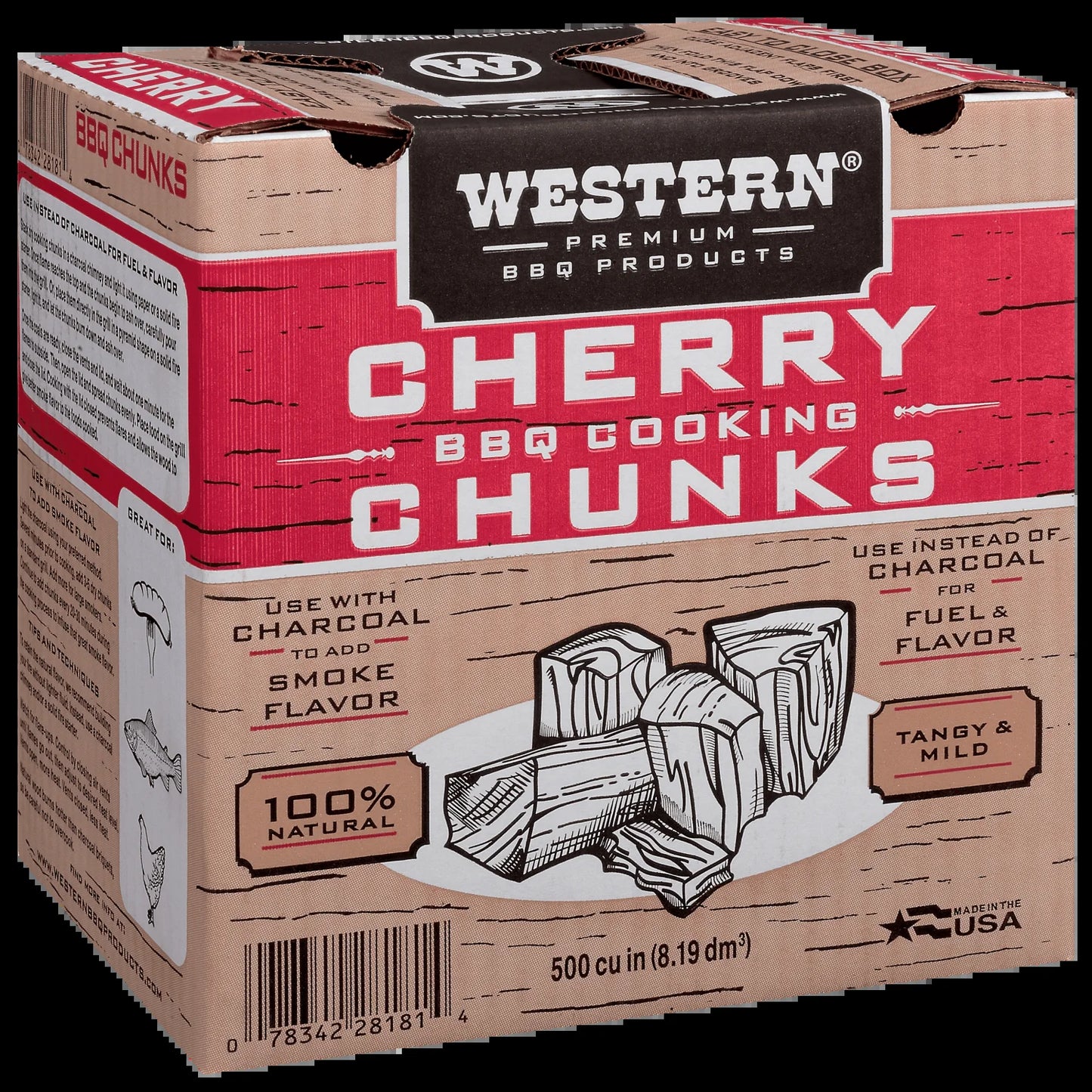 500 CU in Cherry Smoking Wood Chunk Box