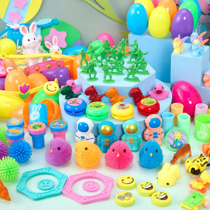 144 Packs Prefilled Easter Egg,Easter Egg with Toys Inside,Easter Basket Stuffers for Kids Easter Basket Classroom Exchange Toddler Boys Girls
