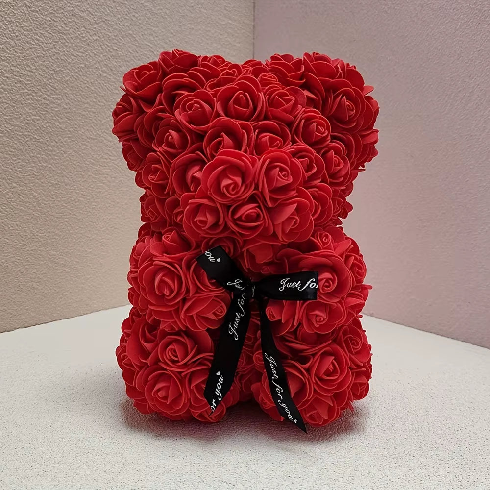 1Pc Rose Bear Artificial Foam Flowers Bear Made of Roses for Valentines Day, Mothers Day, Anniversary, Birthday Gifts