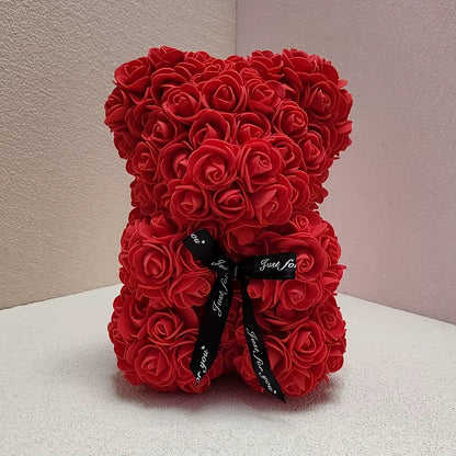 1Pc Rose Bear Artificial Foam Flowers Bear Made of Roses for Valentines Day, Mothers Day, Anniversary, Birthday Gifts