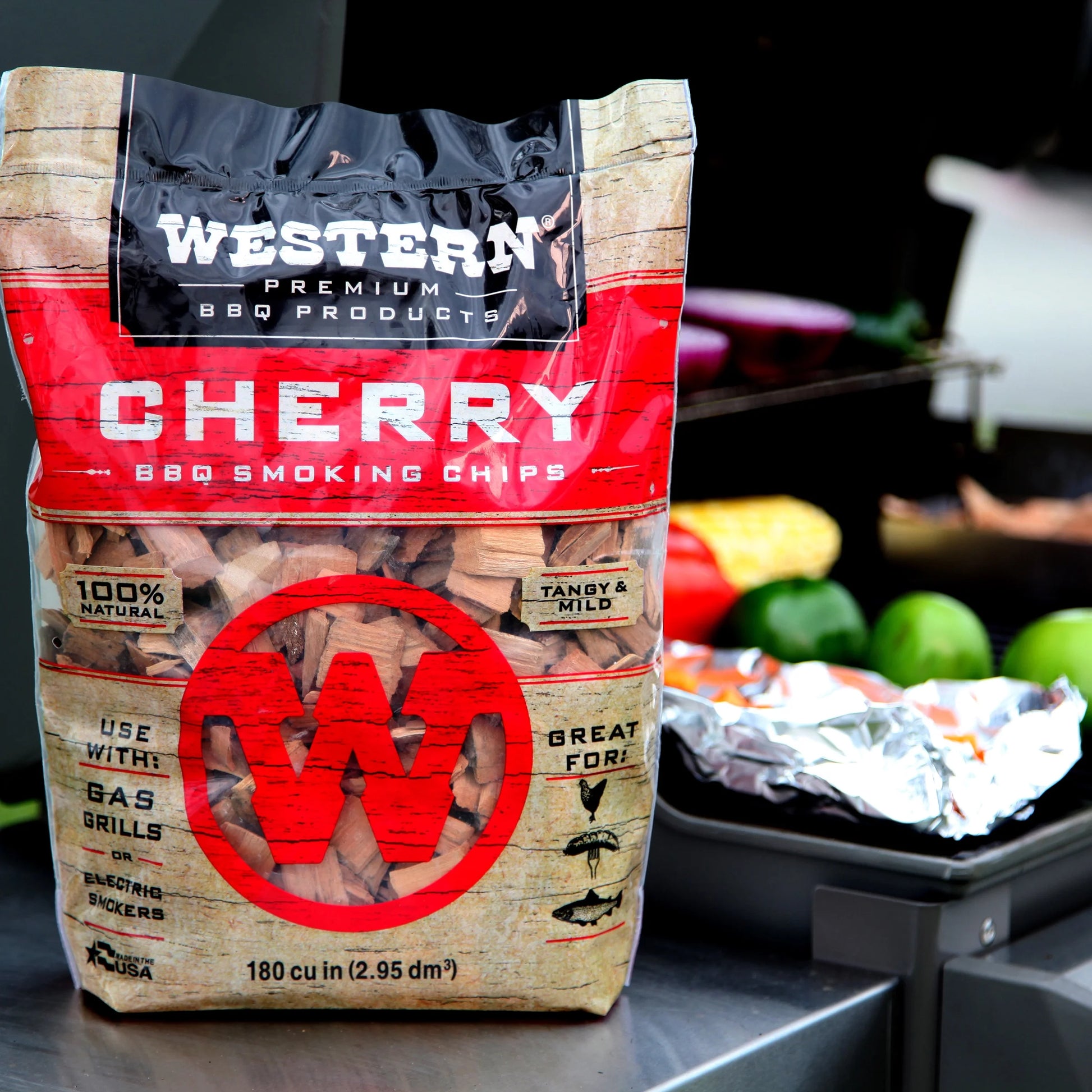 Premium BBQ Products Cherry BBQ Smoking Chips, 180 Cu In