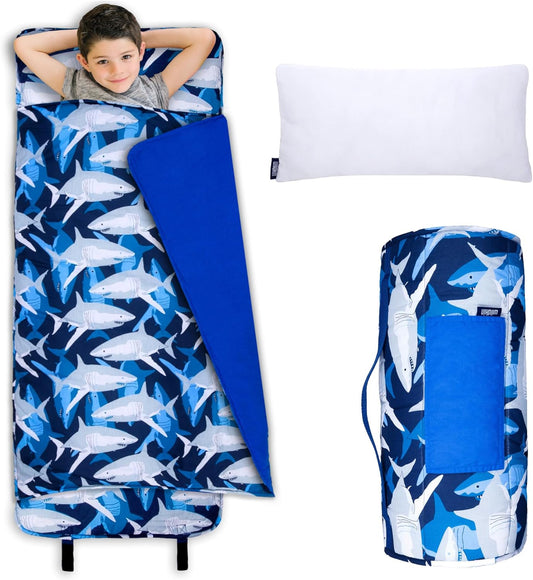 Kids Original Nap Mat – Cozy Kids Sleep Mat with Pillow, Ideal for School & Travel - Sharks