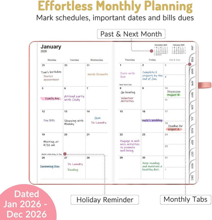 Pocket Planner 2026 Weekly Monthly Planners with Month Tabs for Purse 3.5" X 6"