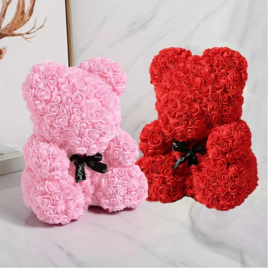 1Pc Rose Bear Artificial Foam Flowers Bear Made of Roses for Valentines Day, Mothers Day, Anniversary, Birthday Gifts