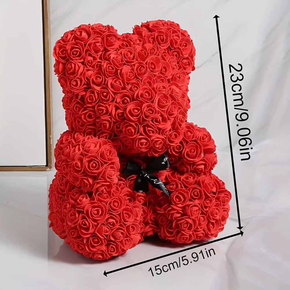 1Pc Rose Bear Artificial Foam Flowers Bear Made of Roses for Valentines Day, Mothers Day, Anniversary, Birthday Gifts