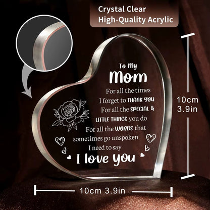 Son Daughter for Momgifts， Mom Birthday Gifts Mothers Day Gifts - Acrylic Heart-Shaped Best Valentines Day Christmas Gift