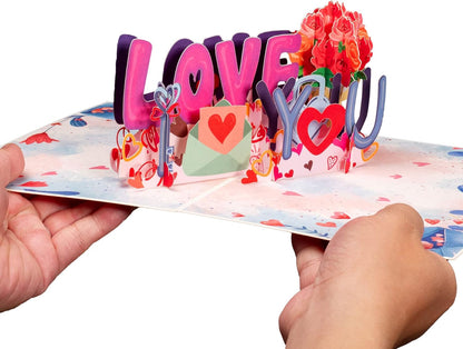 Frndly by Paper Love 3D I Love You Pop up Card, Gift for Mothers Day, Birthday,