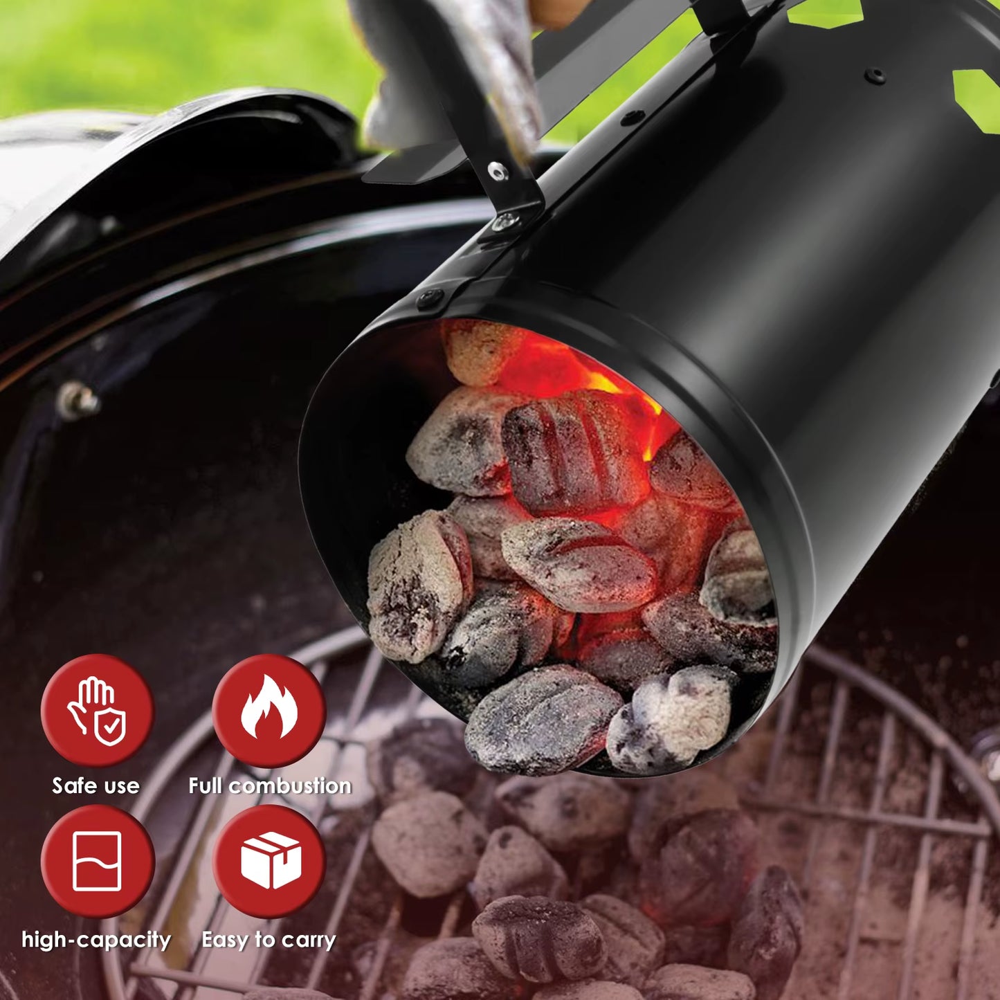 Charcoal Chimney Starter Fast Point Charcoal Ignition Barrels Carbon Barbecue Tools with Handle Charcoal Chimney for Outdoor