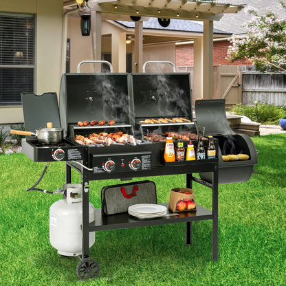 Royal Gourmet 2-Burner Gas and Charcoal Combo Grill with Offset Smoker, 34,000 BTU Dual Fuel Grill