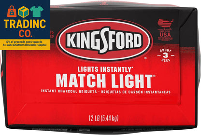 Match Light Instant Charcoal Briquettes, BBQ Charcoal for Grilling, Ready in 10