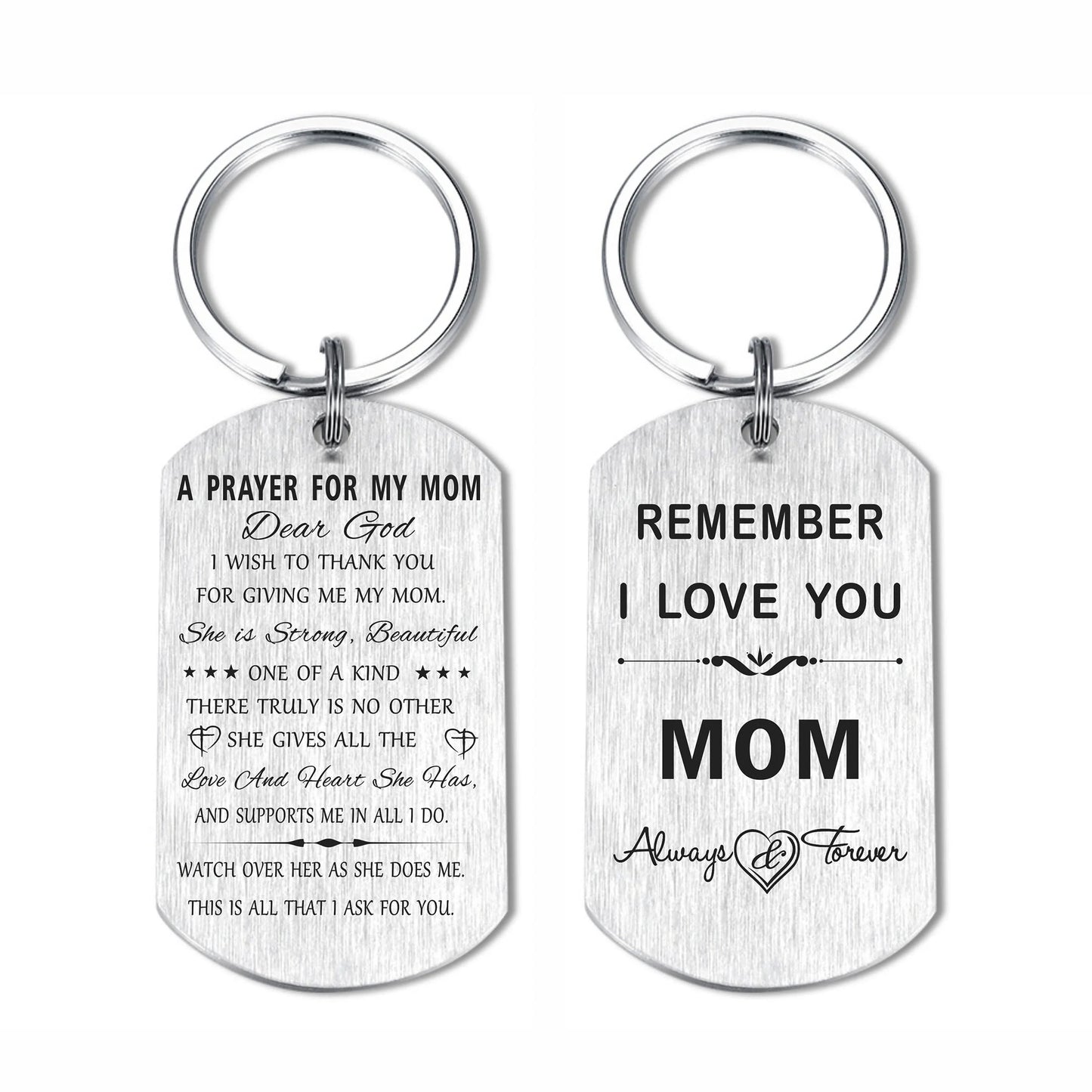 Mom Keychain, Cute Mother Gifts for Birthday Christmas Mothers Day, Metal Engraved, 1