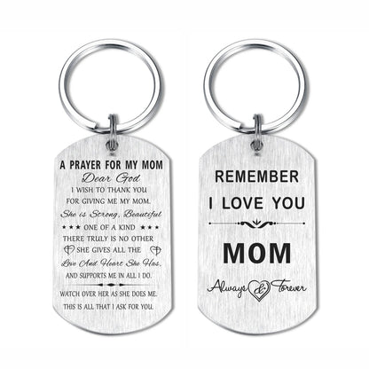 Mom Keychain, Cute Mother Gifts for Birthday Christmas Mothers Day, Metal Engraved, 1