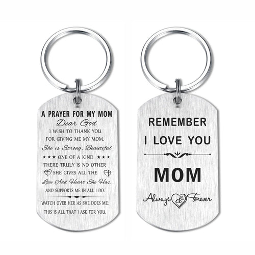 Mom Keychain, Cute Mother Gifts for Birthday Christmas Mothers Day, Metal Engraved, 1