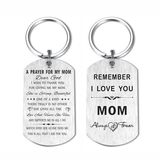 Mom Keychain, Cute Mother Gifts for Birthday Christmas Mothers Day, Metal Engraved, 1