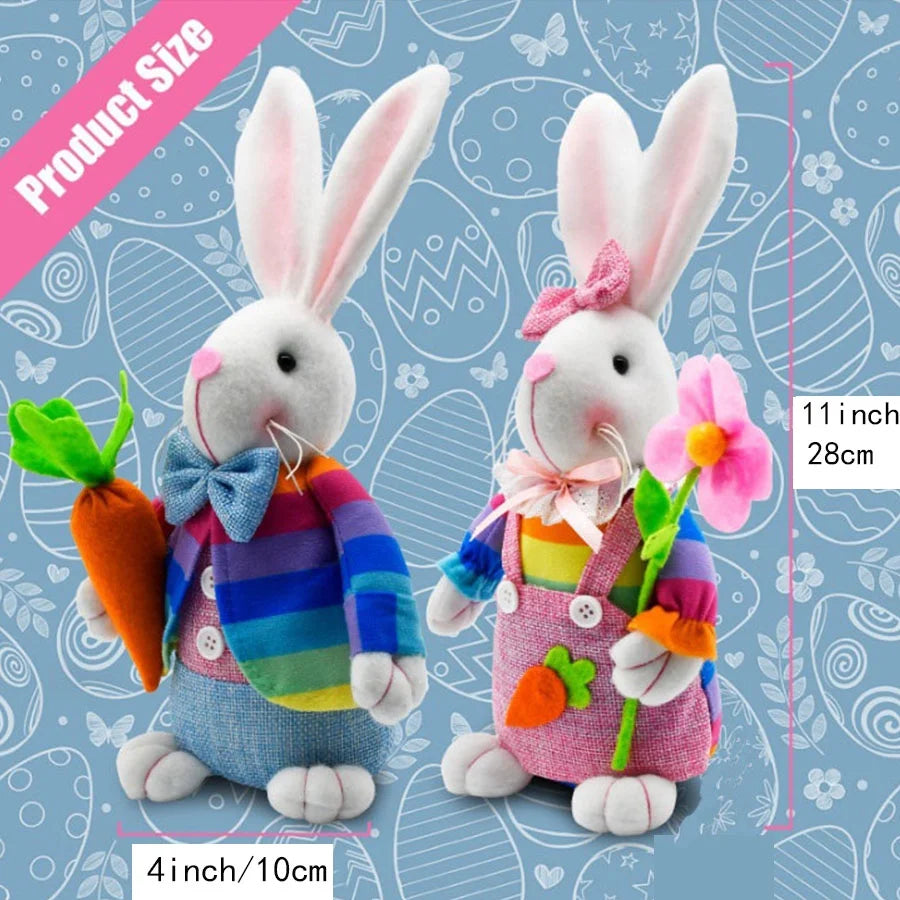 Easter Gnomes, Indoor Easter Decoration for the Home, Easter Decor Flocked Bunny Gnome Plush (2Pcs)